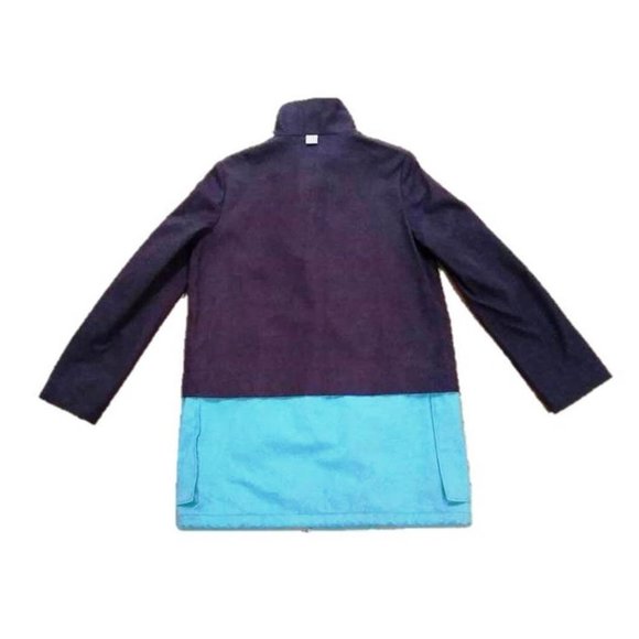 $645 FACONNABLE Stand Collar IMPERMEABLE  Rain Coat BLUE / TURQUOISE Zip ( S ) - Picture 2 of 3